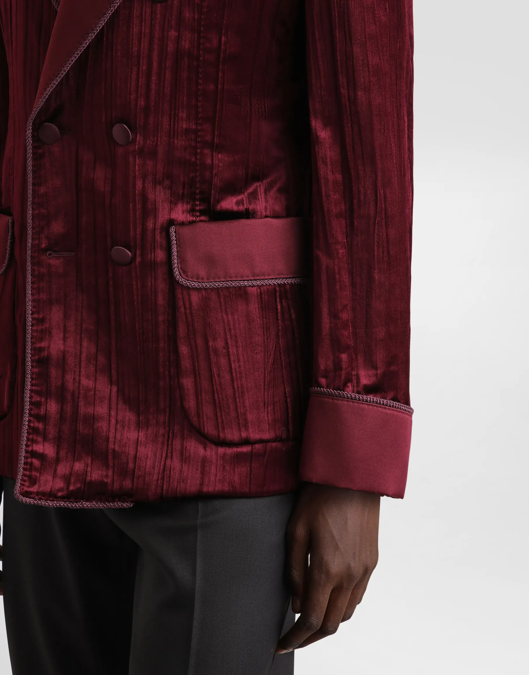 Double-breasted velvet jacket