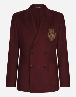 Double-breasted wool and cashmere jacket with DG patch