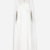 Double-breasted wool cape