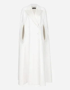Double-breasted wool cape