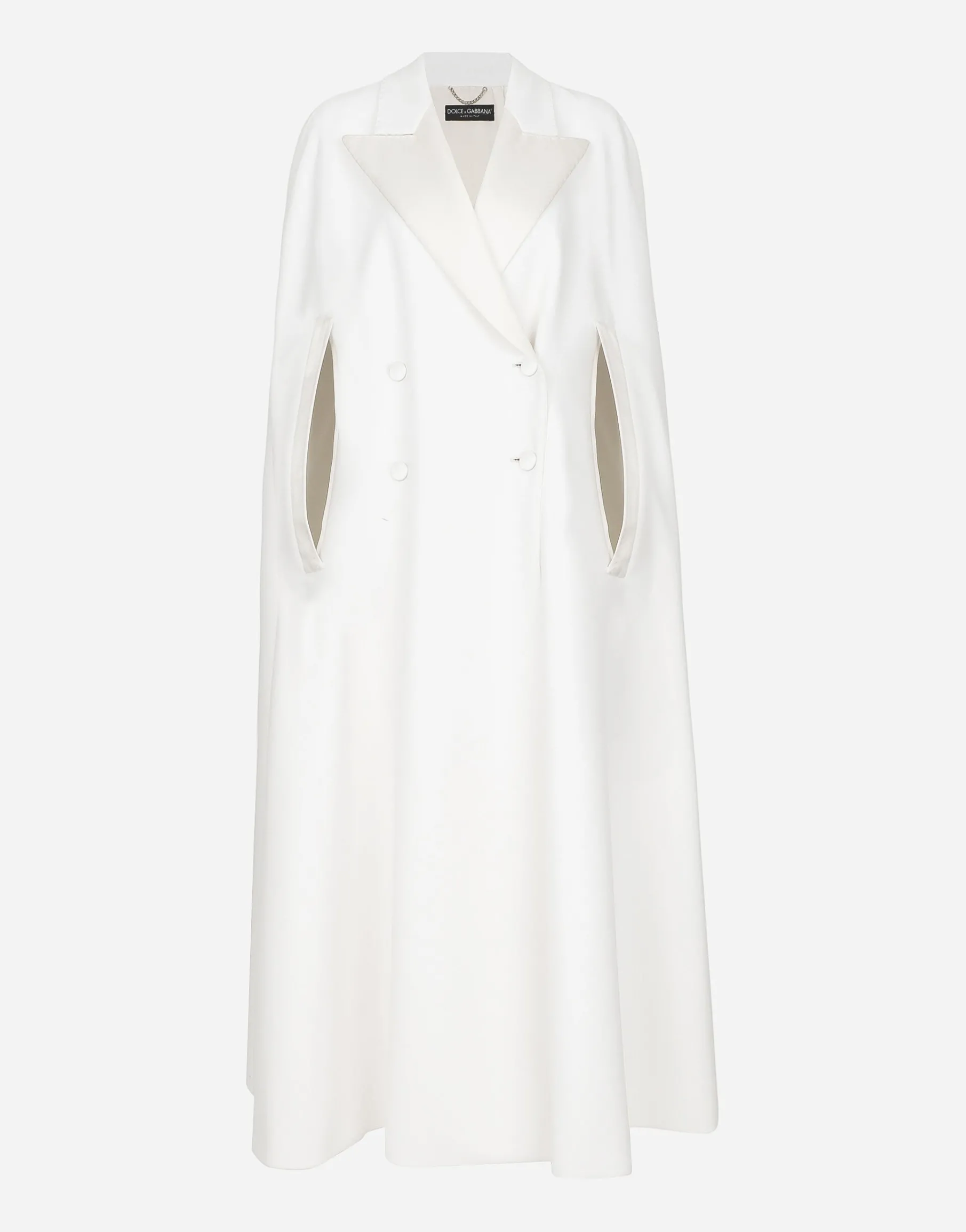 Double-breasted wool cape