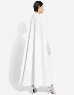 Double-breasted wool cape
