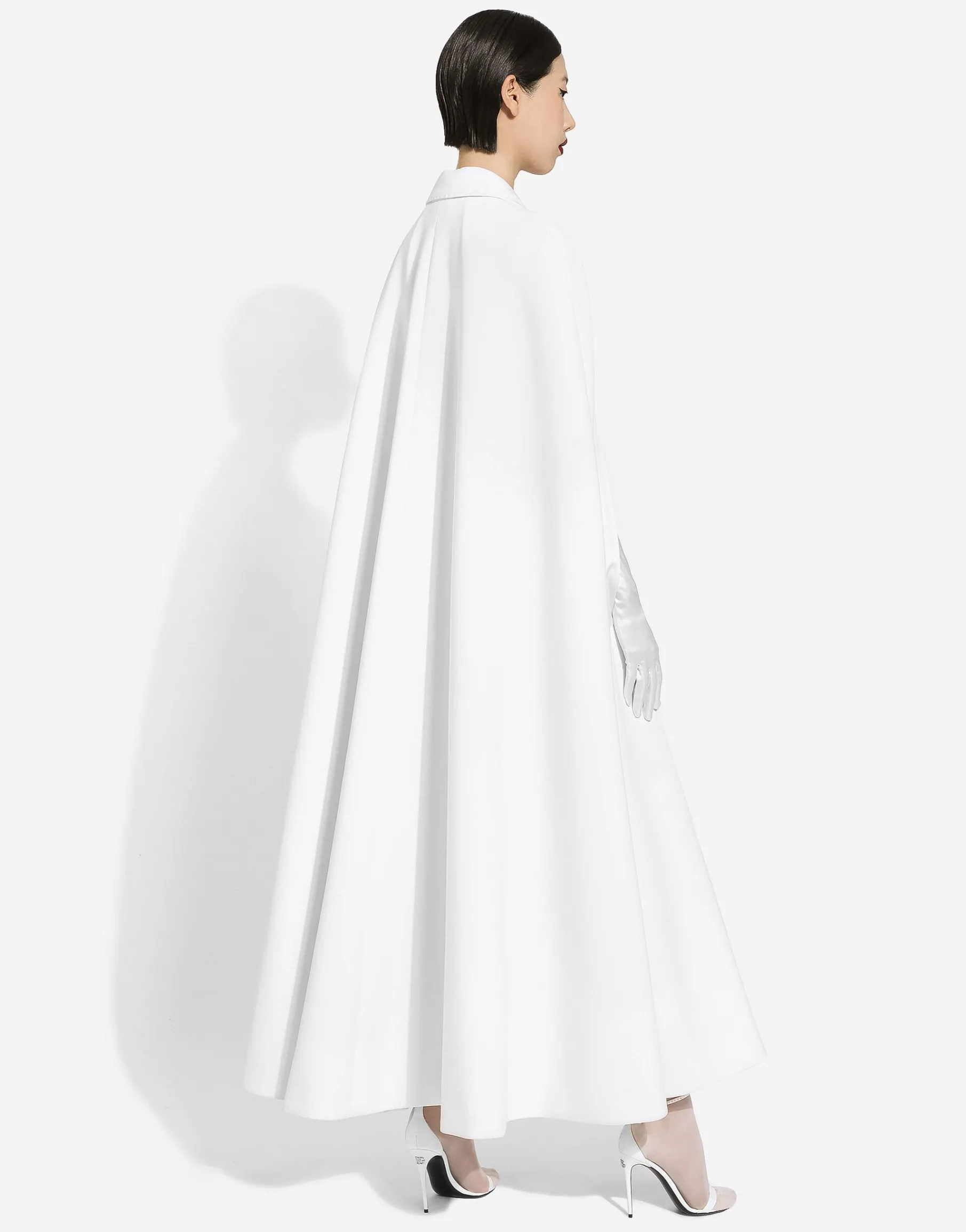 Double-breasted wool cape