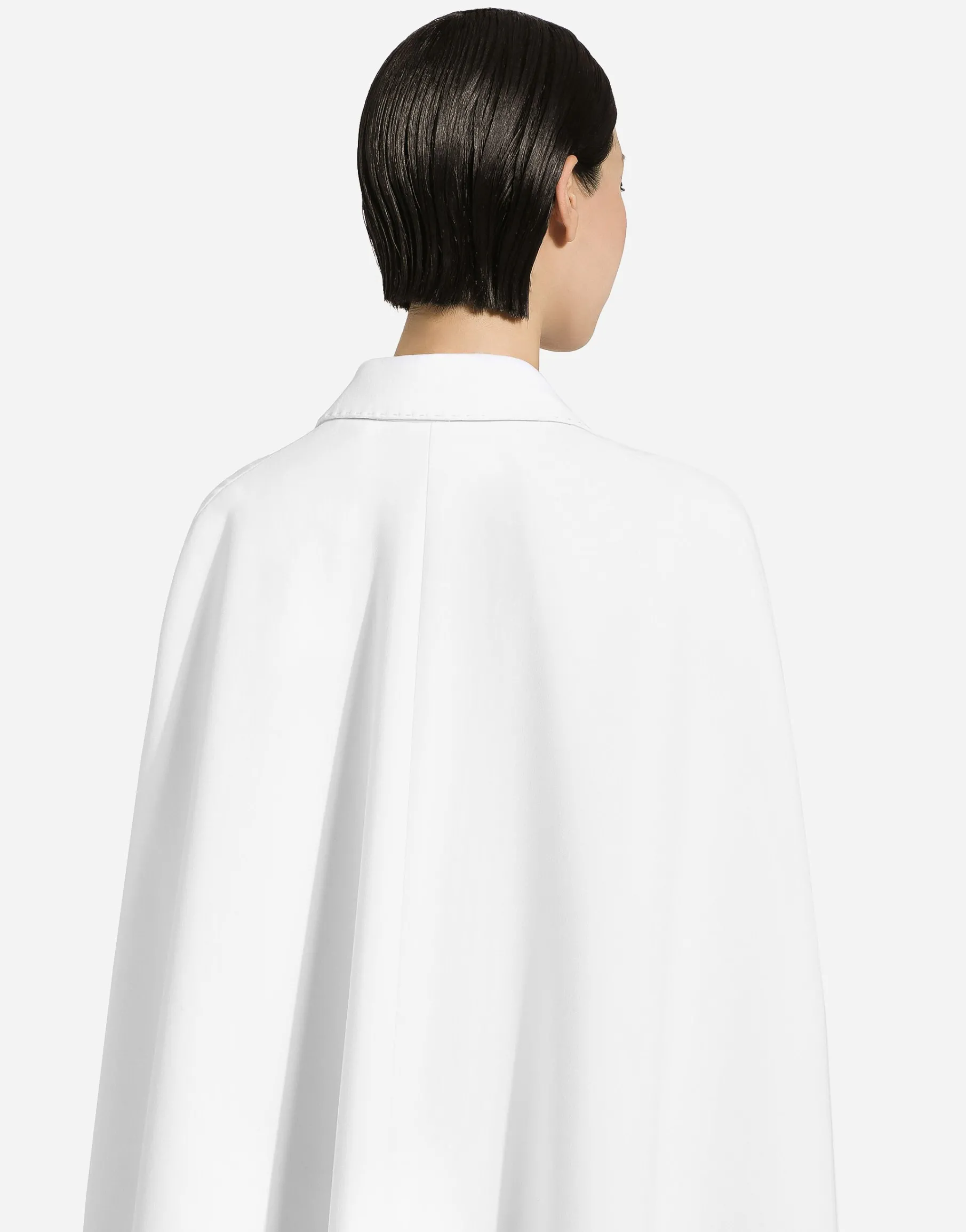 Double-breasted wool cape