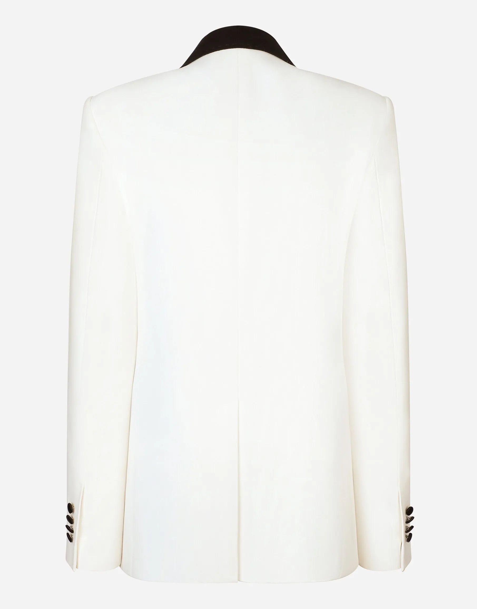 Double-breasted wool crepe jacket with tuxedo lapels