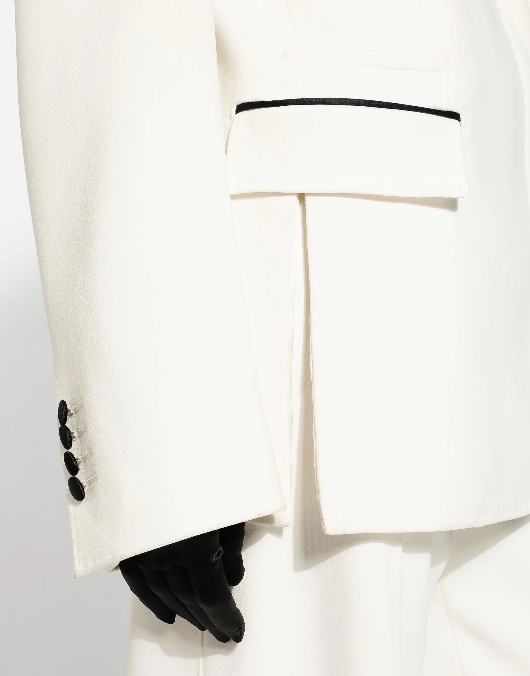 Double-breasted wool crepe jacket with tuxedo lapels