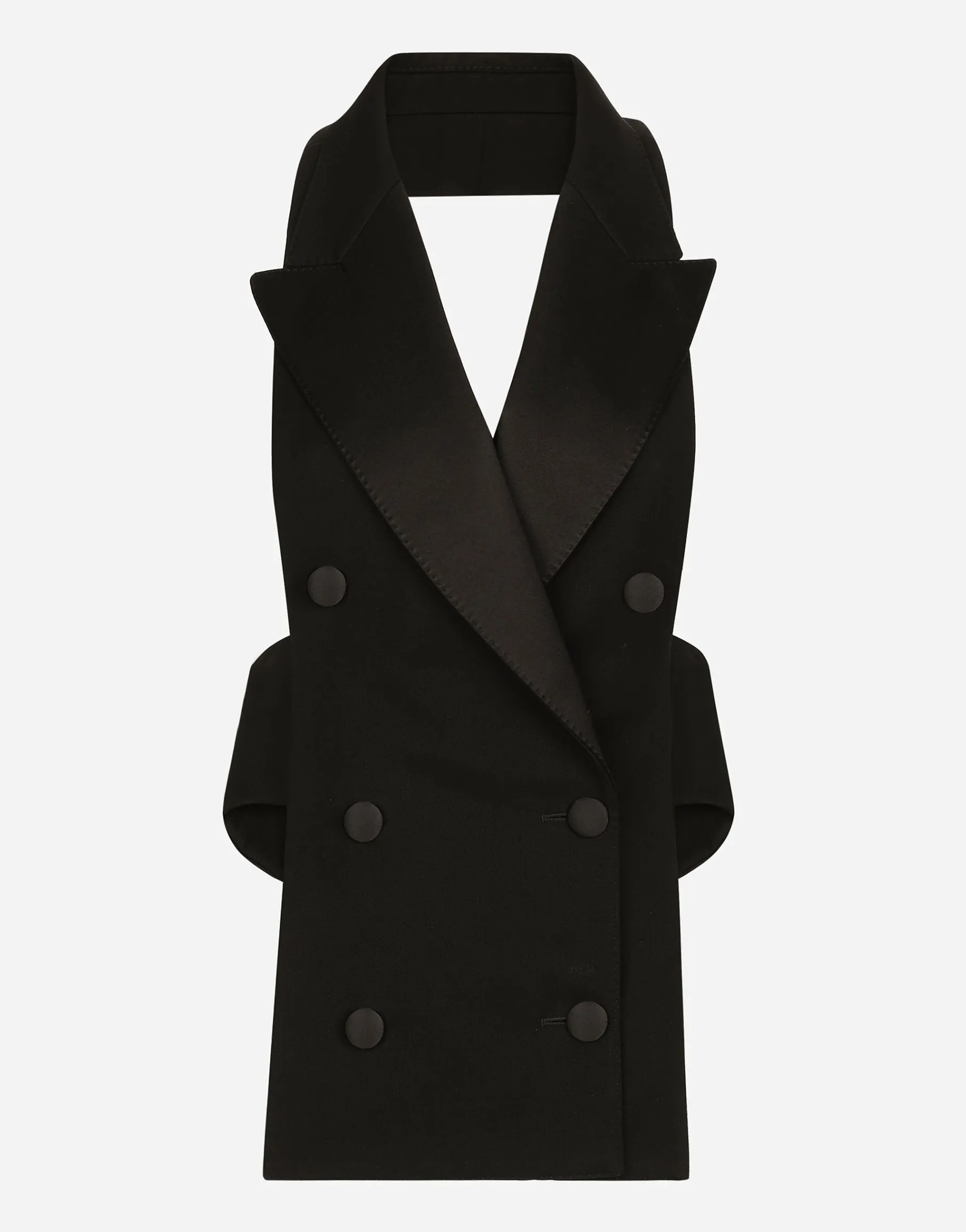 Double-breasted wool gabardine waistcoat