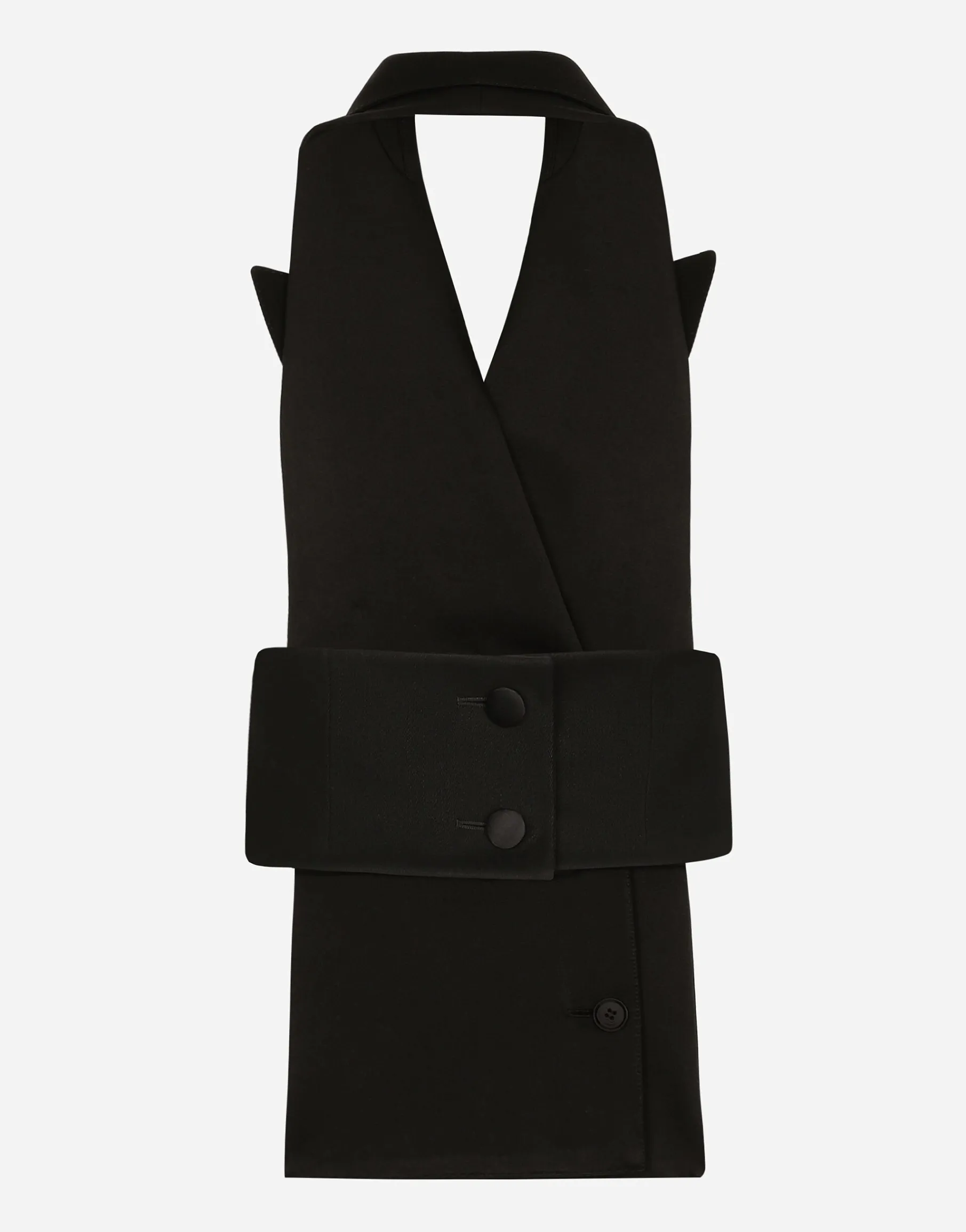 Double-breasted wool gabardine waistcoat