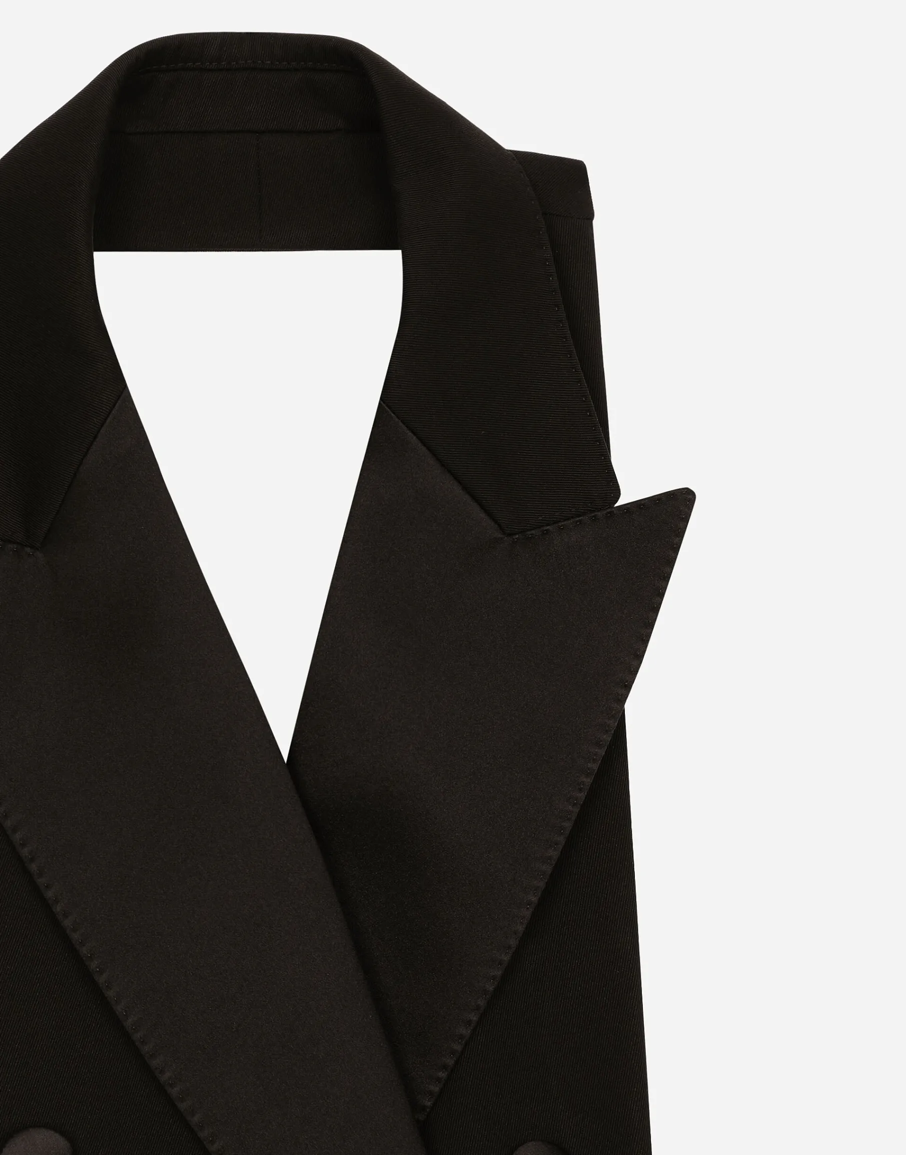 Double-breasted wool gabardine waistcoat