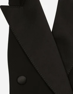 Double-breasted wool gabardine waistcoat