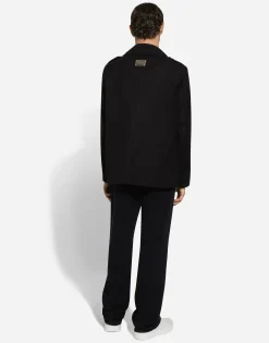 Double-breasted wool pea coat with tag