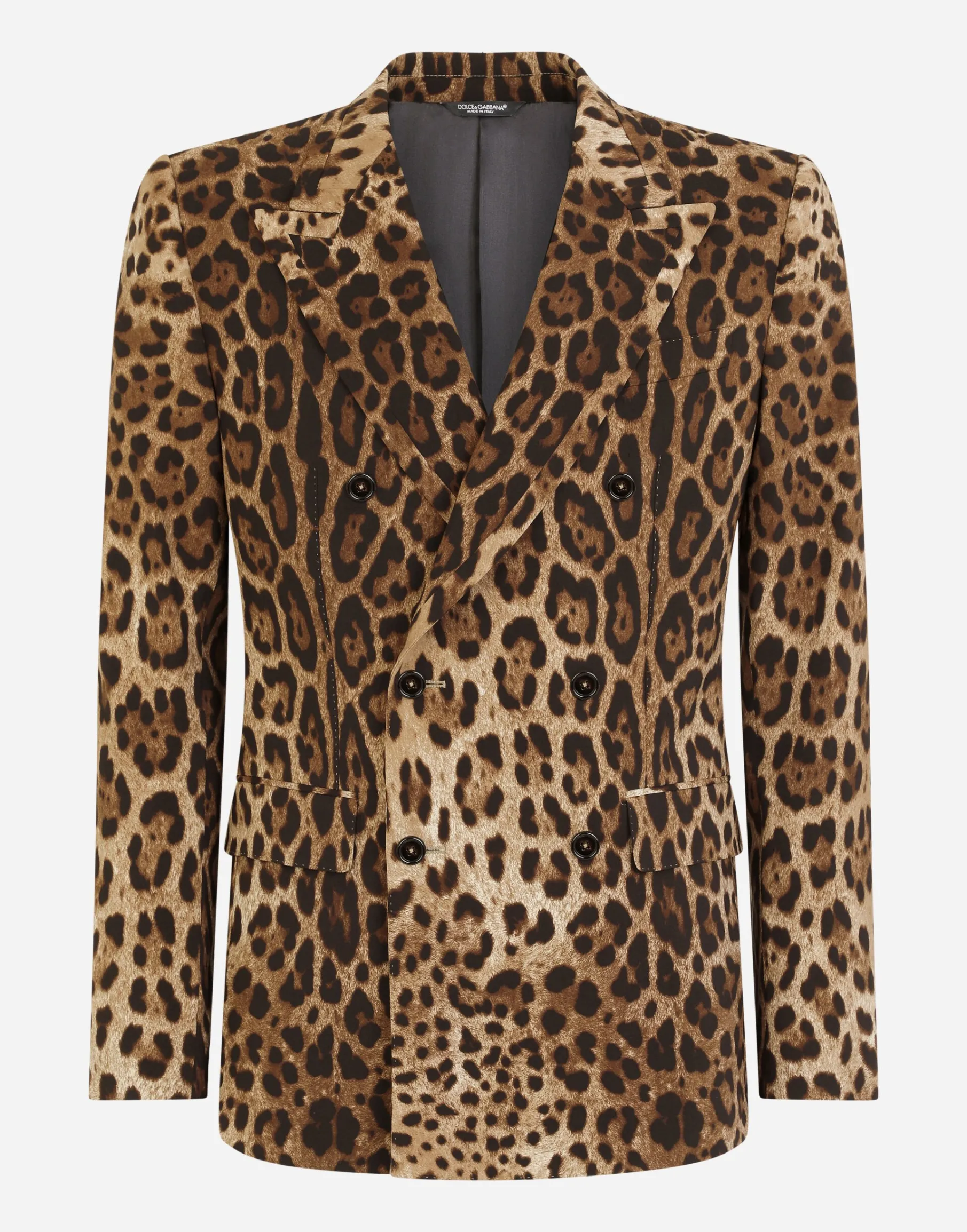 Double-breasted wool Sicilia-fit suit with leopard print