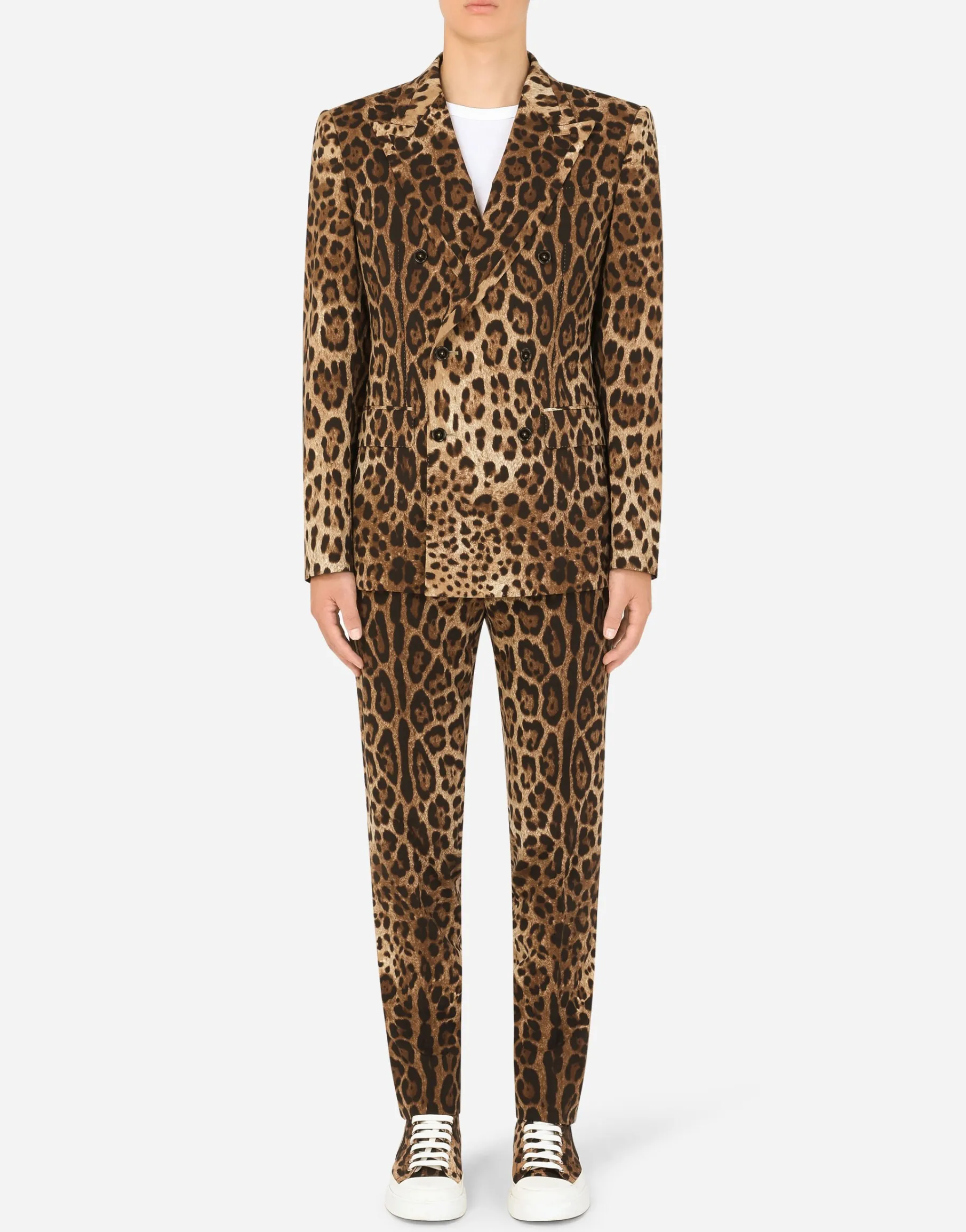 Double-breasted wool Sicilia-fit suit with leopard print