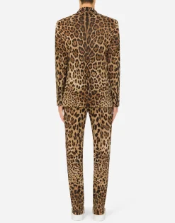 Double-breasted wool Sicilia-fit suit with leopard print