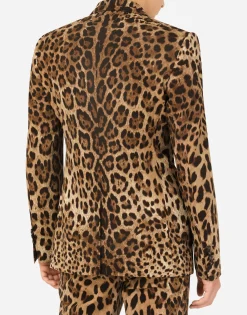 Double-breasted wool Sicilia-fit suit with leopard print