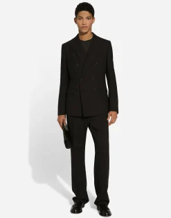 Double-breasted wool Taormina-fit jacket