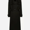 Double-breasted wool trench coat