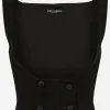 Double-breasted wool waistcoat with round neck
