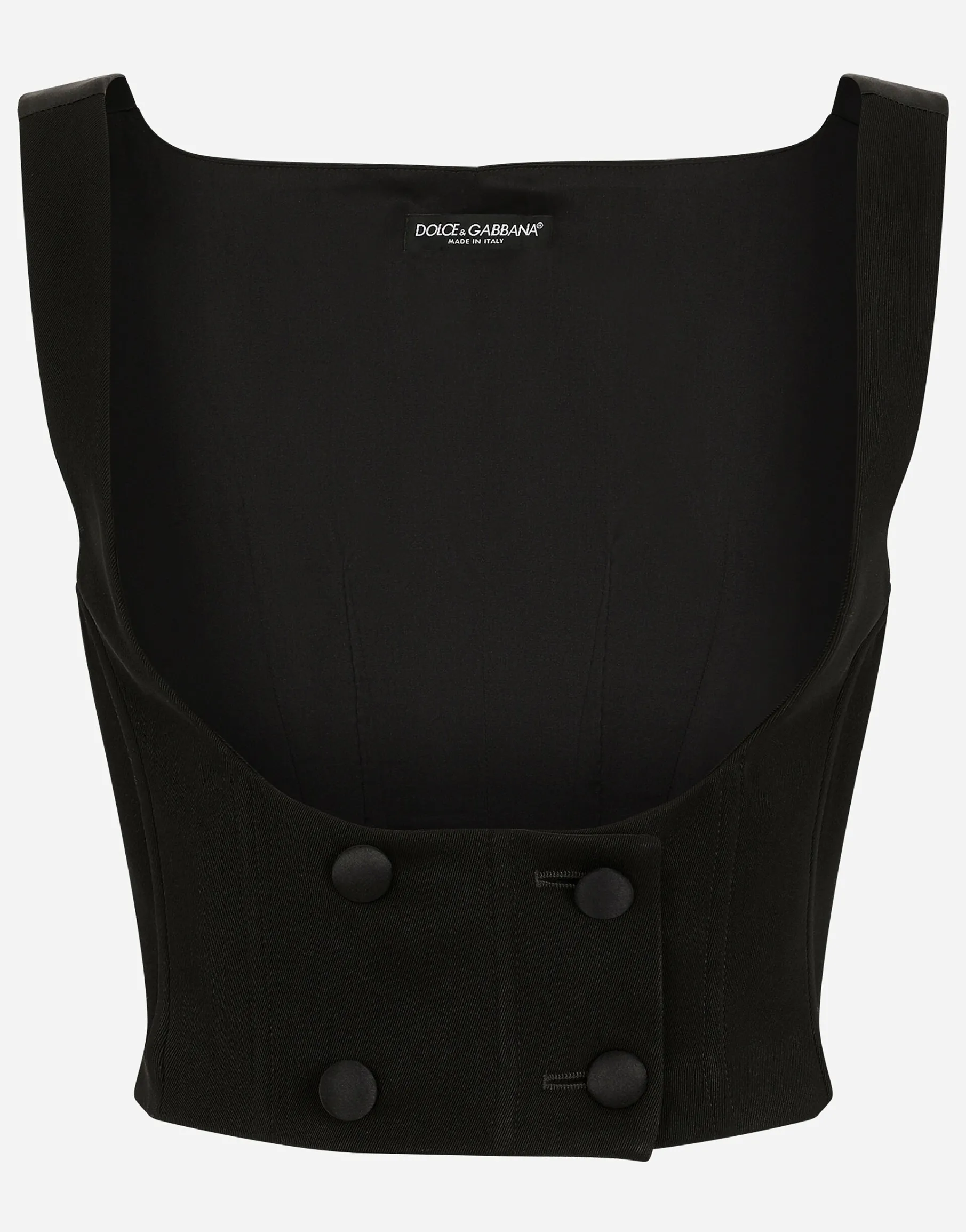 Double-breasted wool waistcoat with round neck
