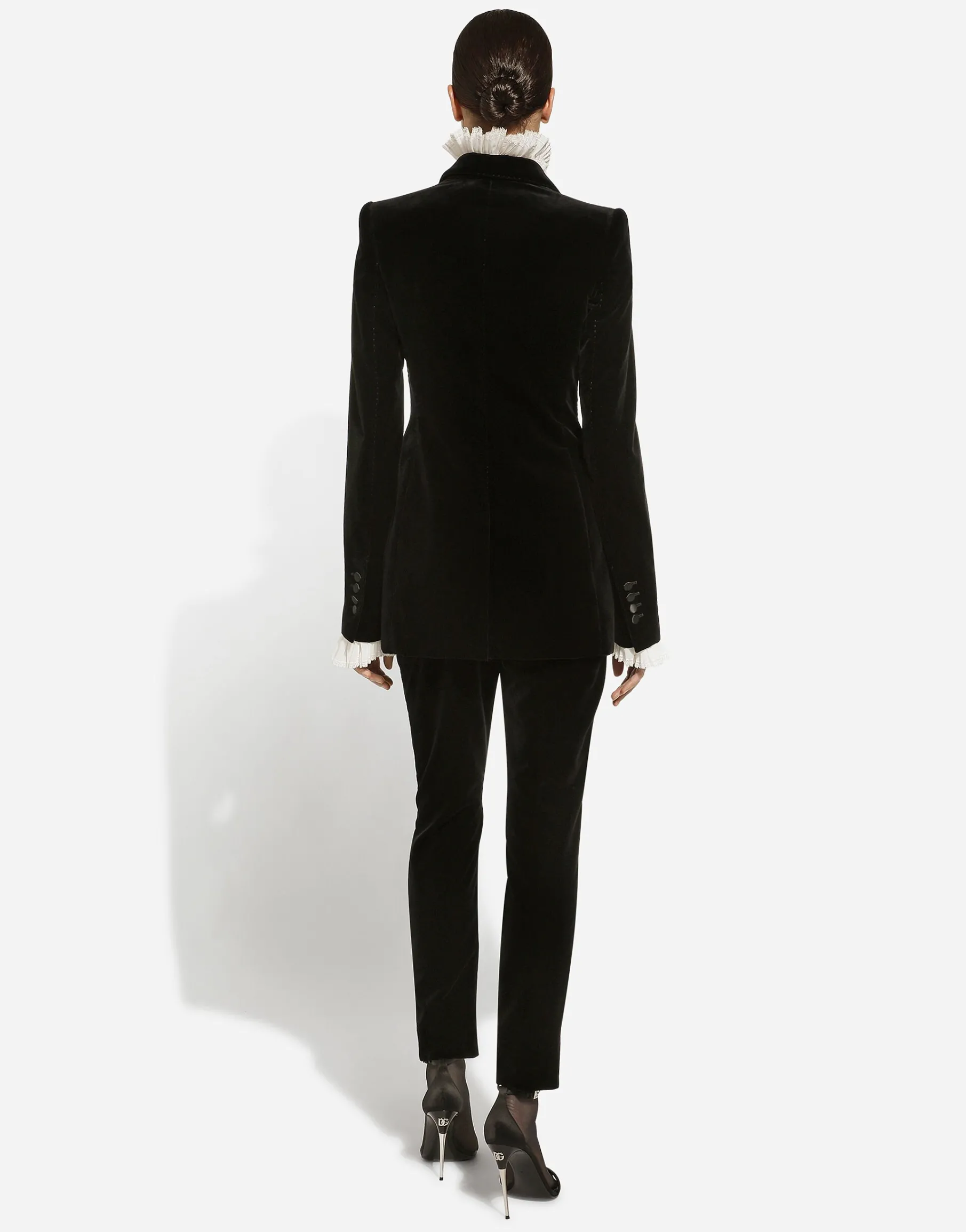 Double-breasted wool waistcoat with round neck
