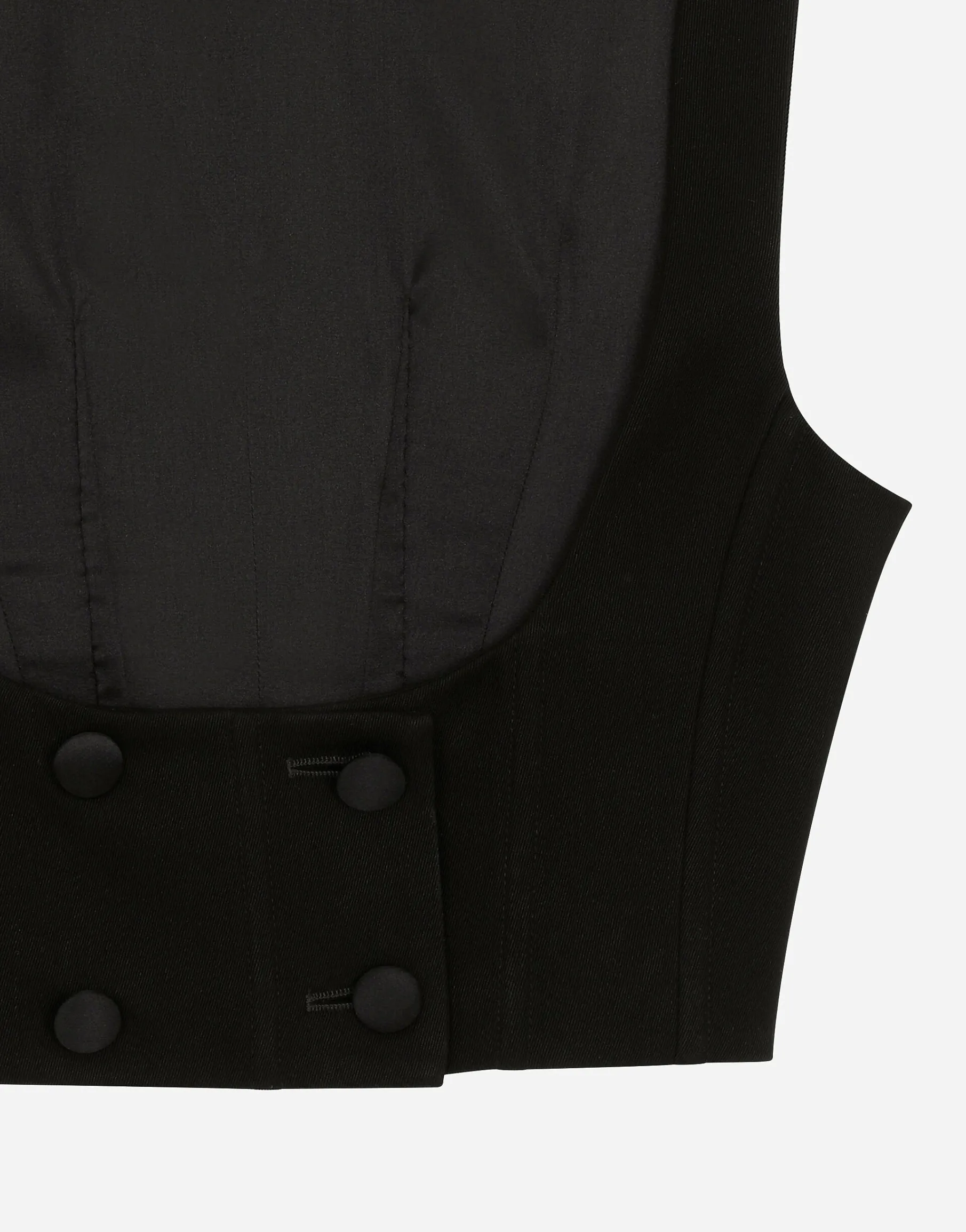 Double-breasted wool waistcoat with round neck