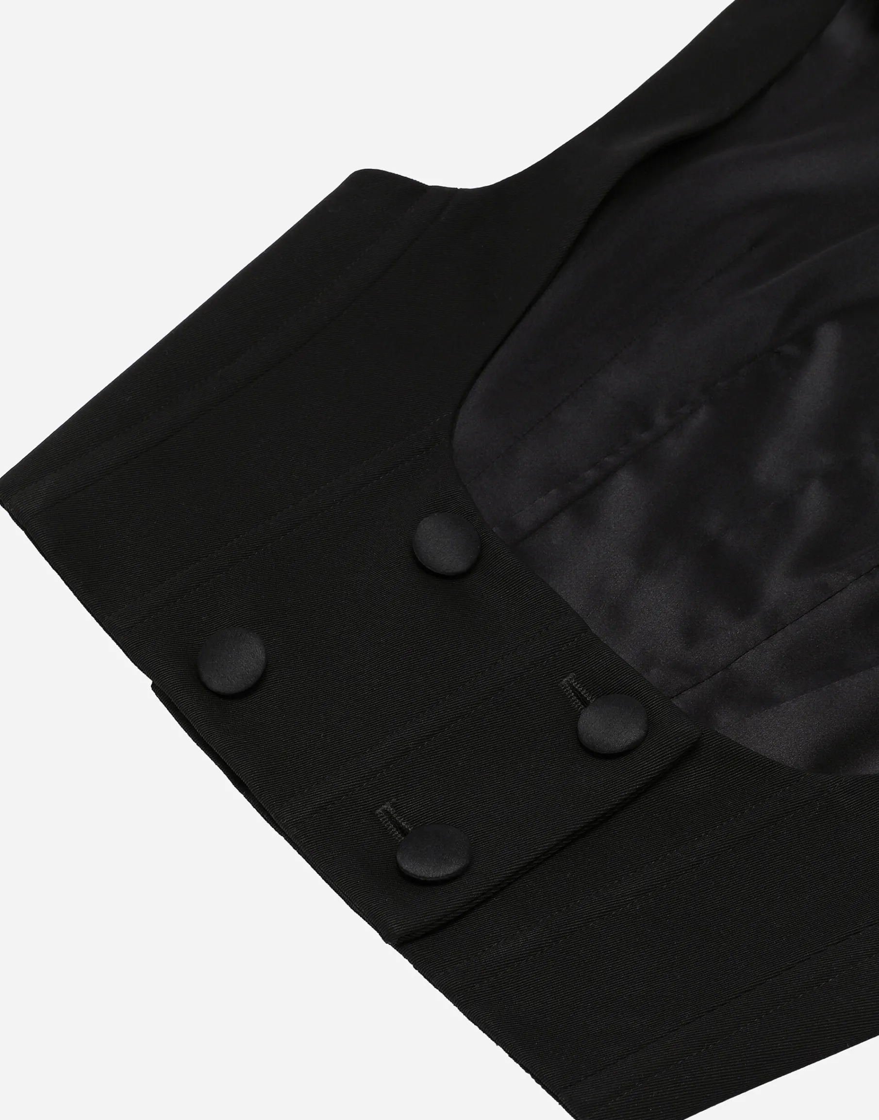 Double-breasted wool waistcoat with round neck