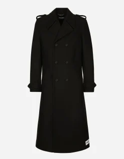 Double-breasted wool-blend pea coat