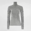 Draped sequined turtle-neck top