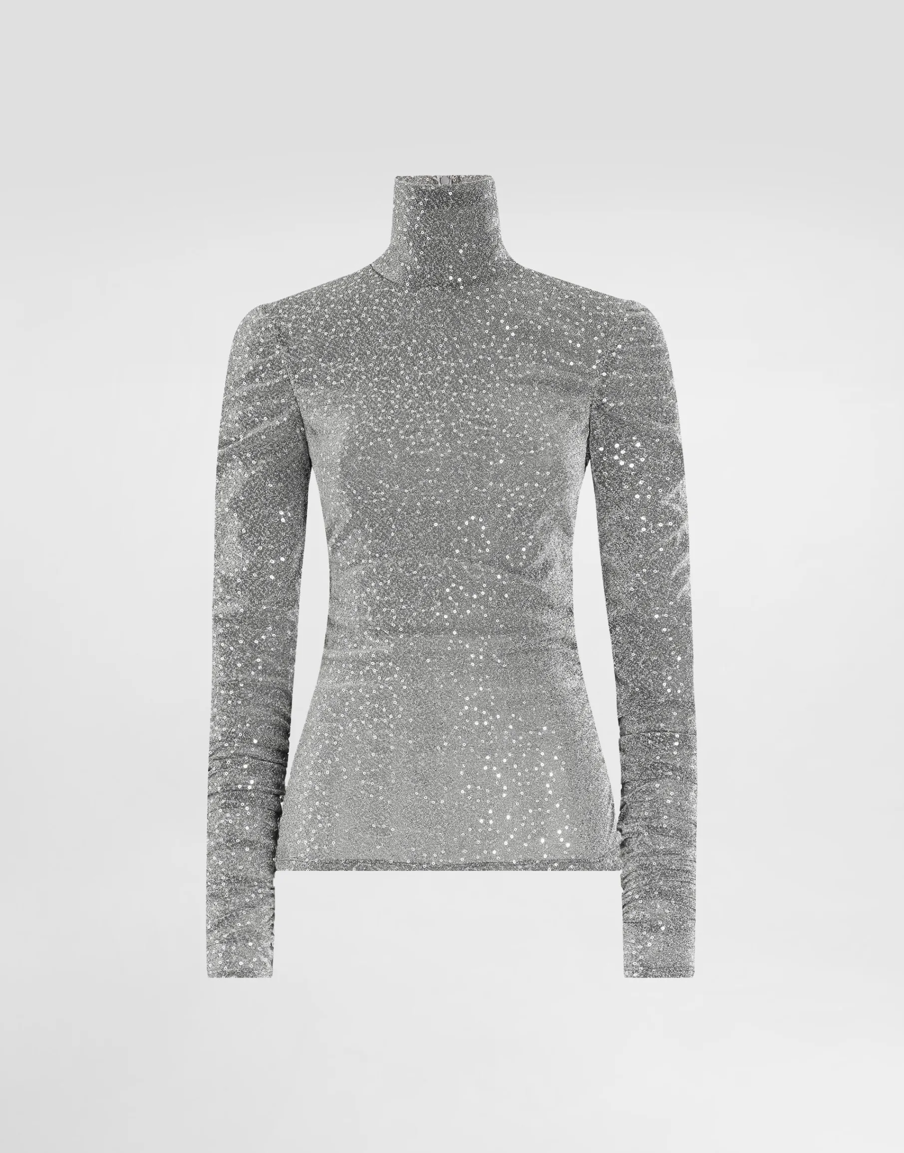 Draped sequined turtle-neck top