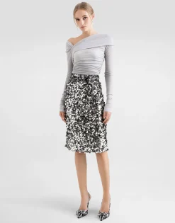 Draped top with asymmetric neckline
