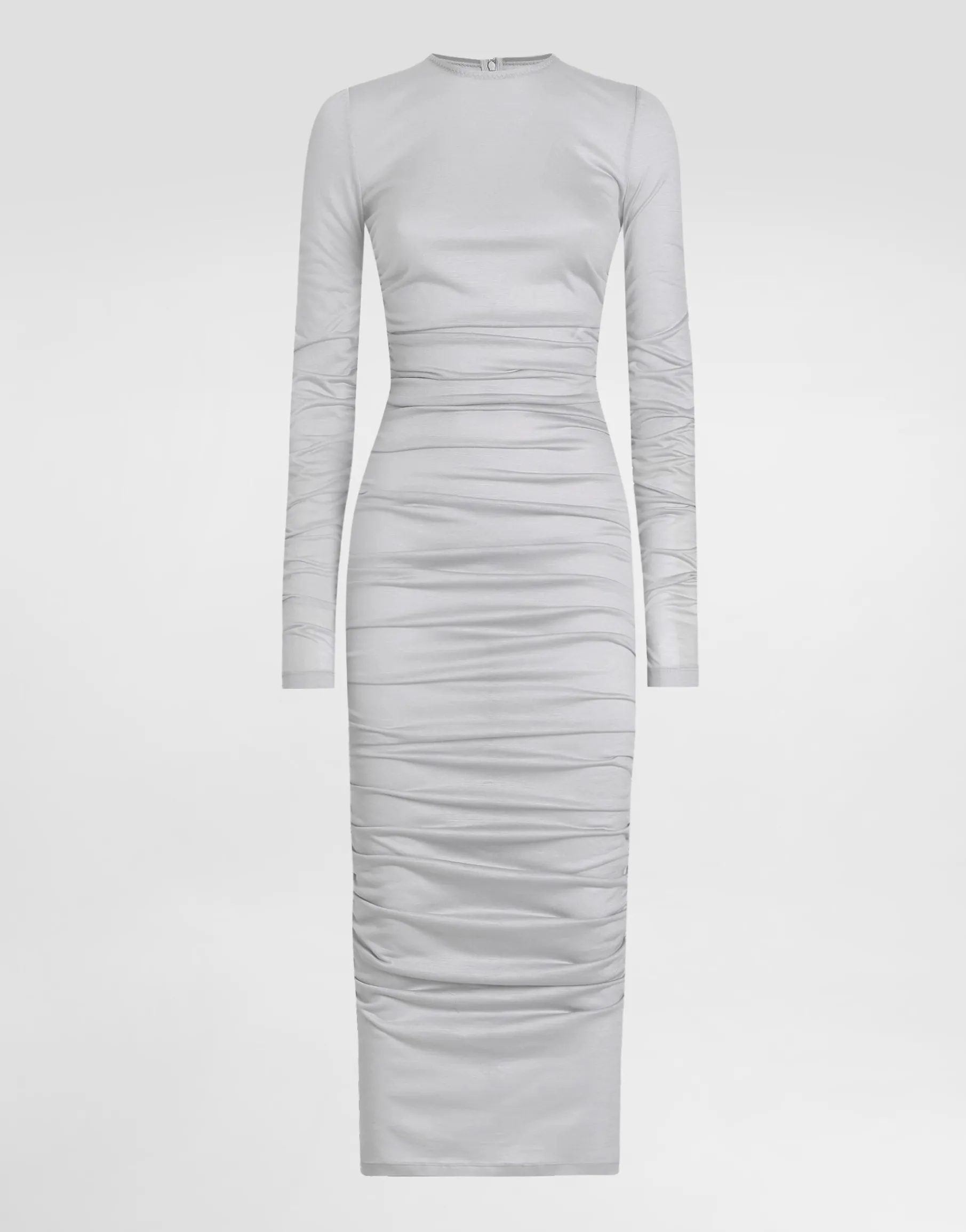 Draped wool jersey calf-length dress