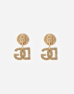 Drop earrings with cabochon details and DG logo