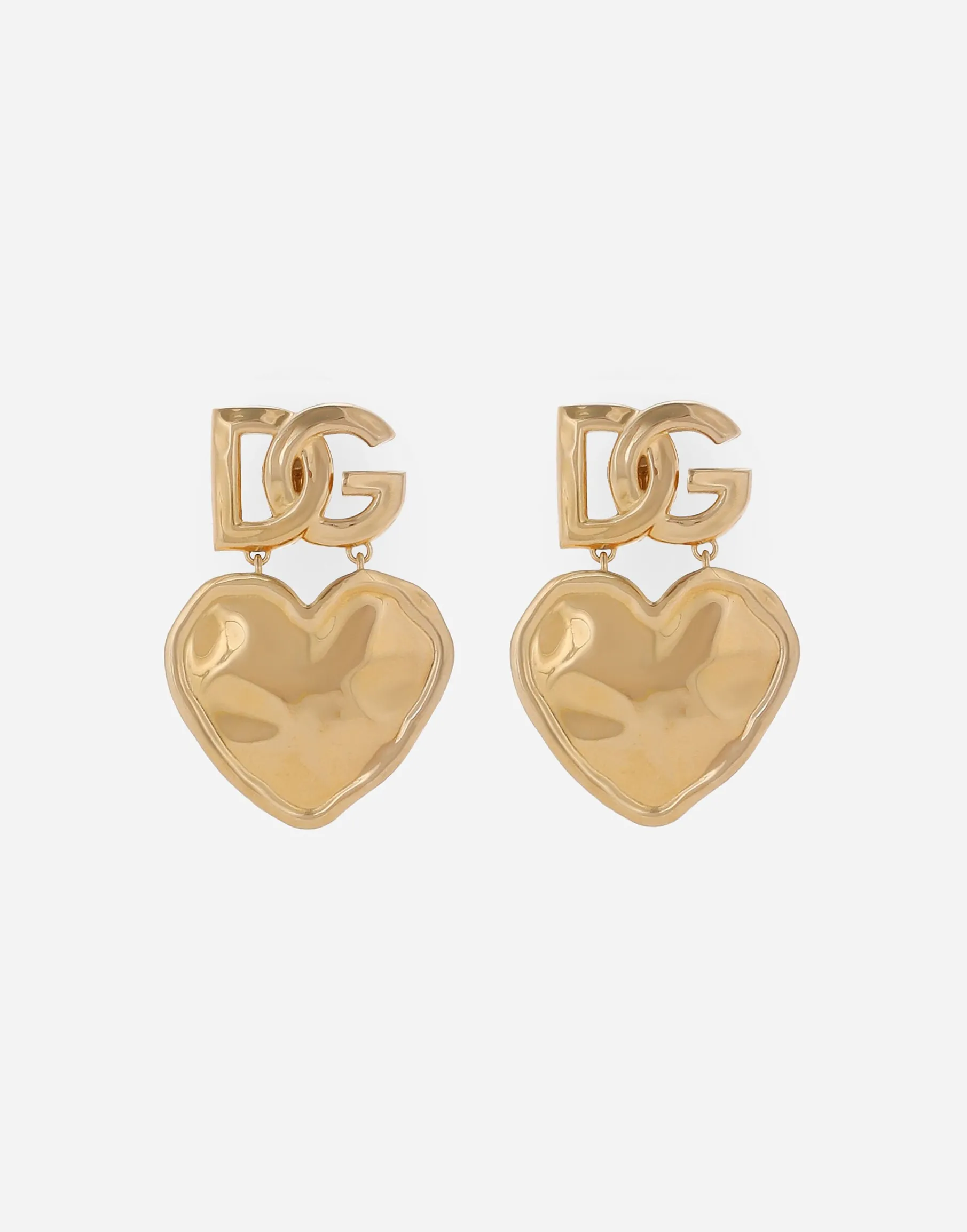 Drop earrings with hearts and DG logo