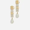 Drop earrings with pearls, rhinestones and DG logo
