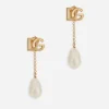 Drop earrings with pearls and DG logo