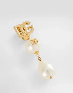 Drop earrings with teardrop accents, cabochons and DG logo