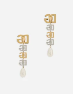 Drop earrings with two-tone DG multi-logo
