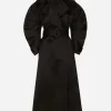 Duchesse trench coat with gathered sleeves