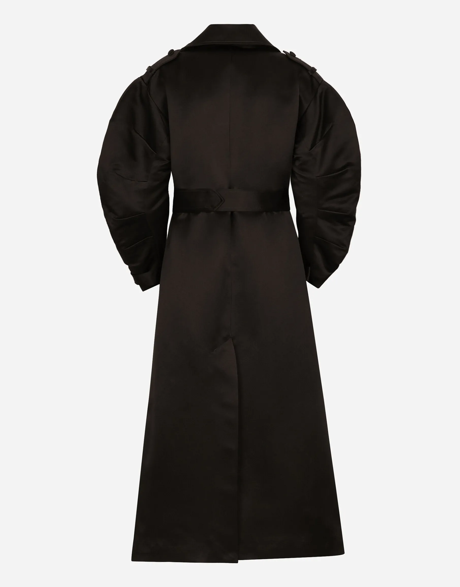 Duchesse trench coat with gathered sleeves