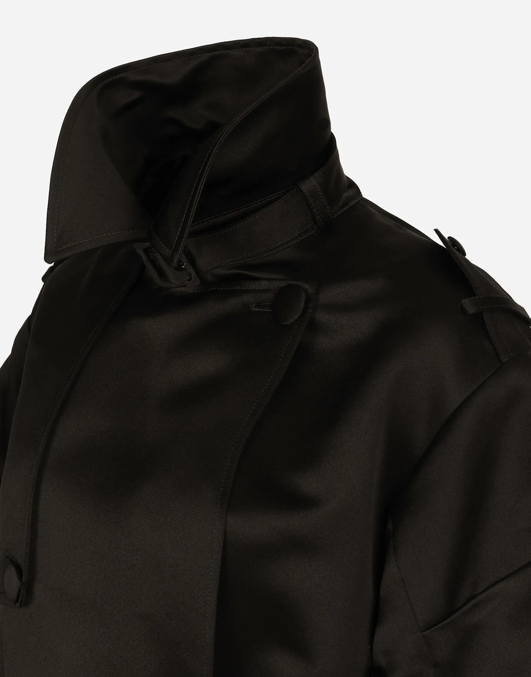 Duchesse trench coat with gathered sleeves