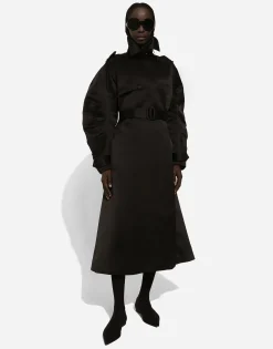 Duchesse trench coat with gathered sleeves