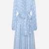 Dévoré silk jacquard calf-length dress with DG logo