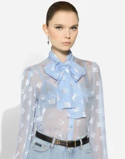 Dévoré silk shirt with DG logo