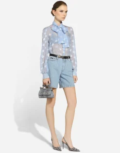 Dévoré silk shirt with DG logo