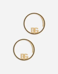 Ear cuff earrings with DG logo and rhinestones