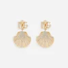 Earrings with rhinestone-detailed shell and DG logo