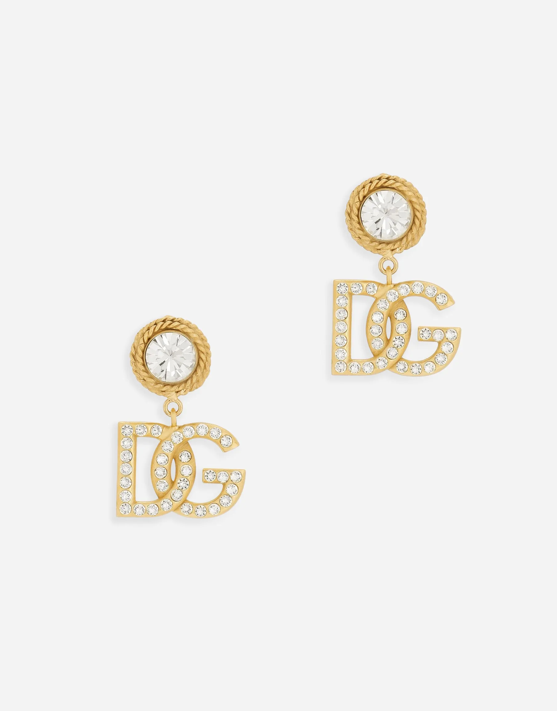 Earrings with rhinestones and DG logo