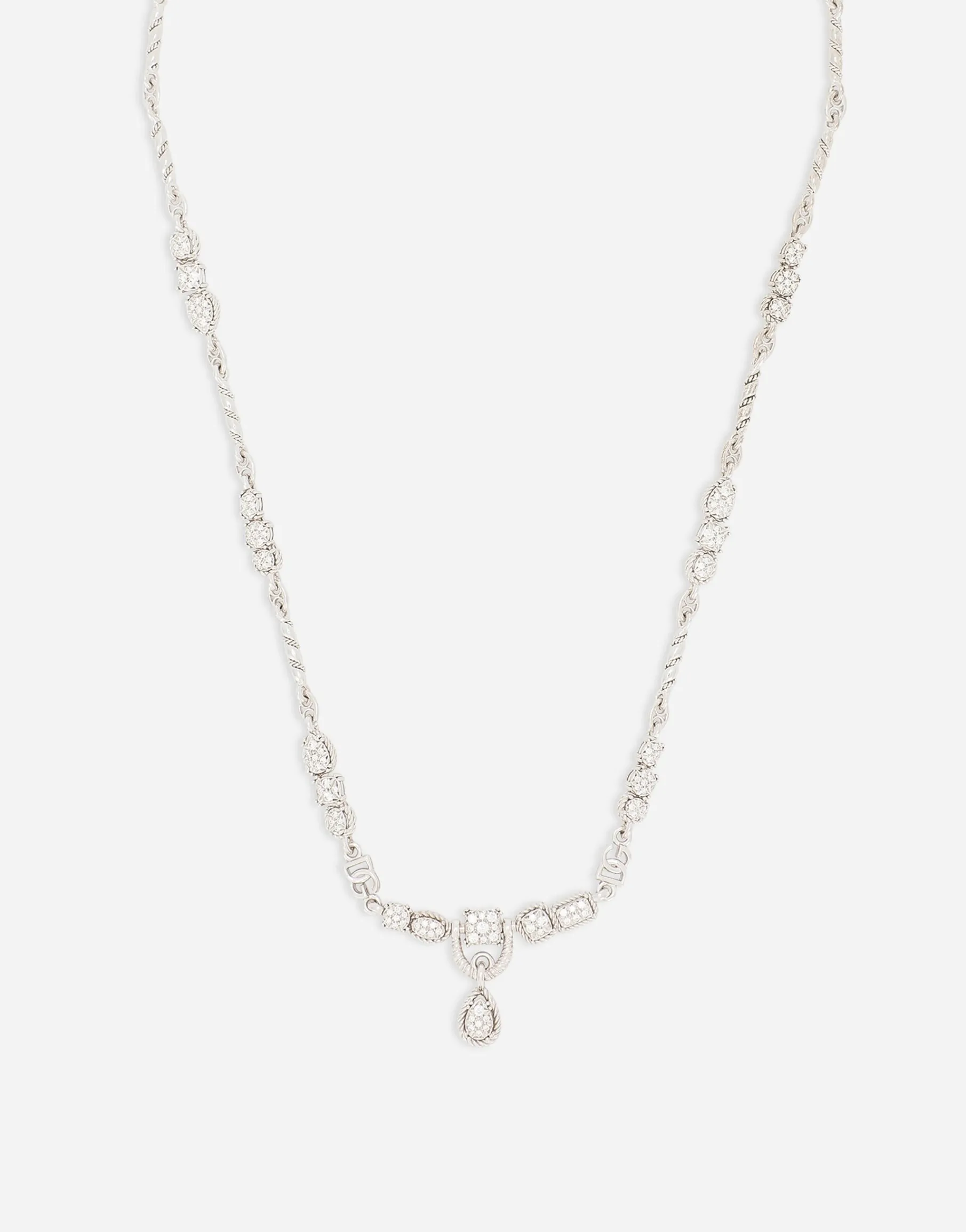 Easy Diamond necklace in white gold 18kt and diamonds pavé
