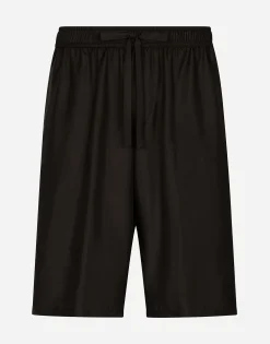 Embroidered silk jogging shorts