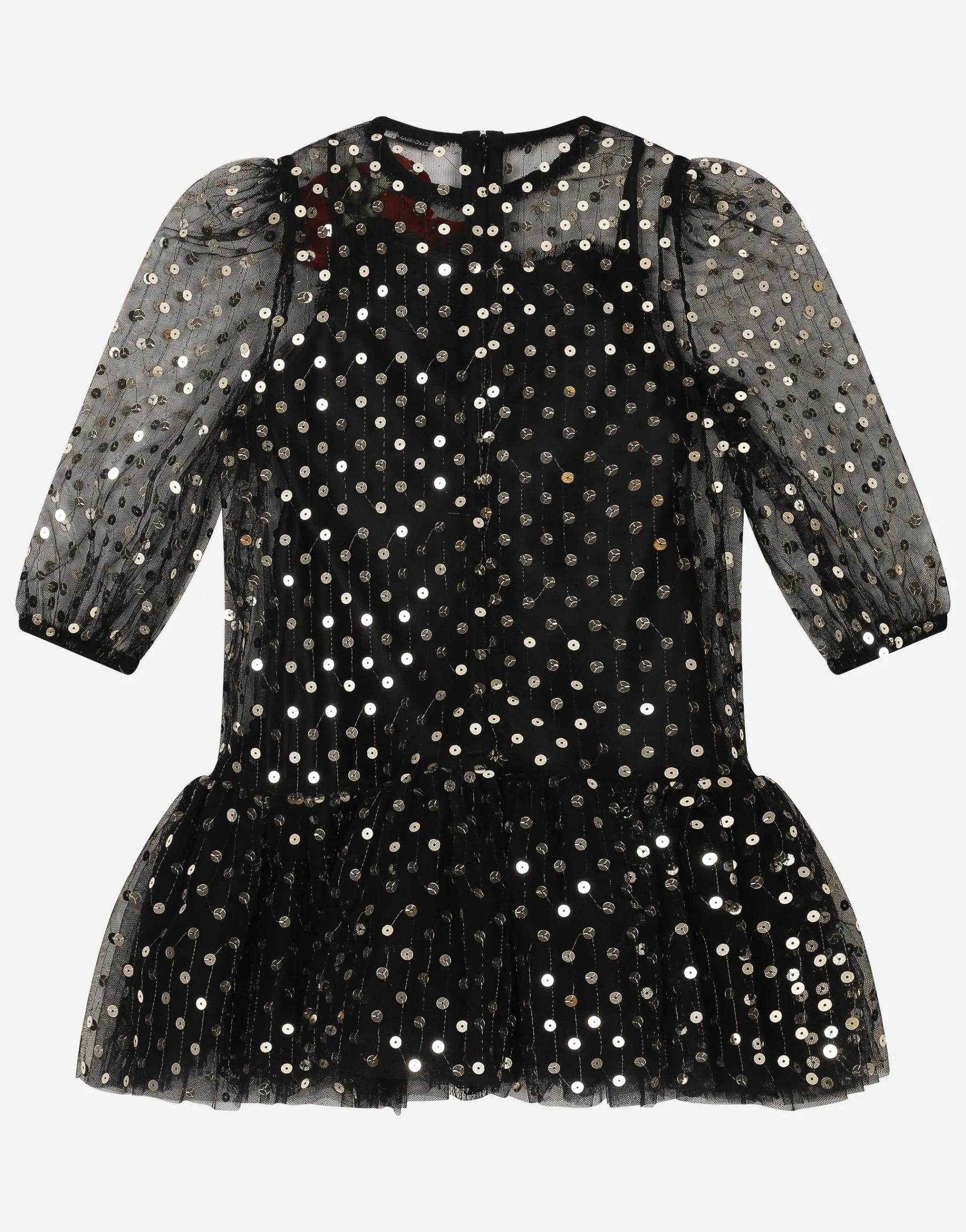 Embroidered tulle dress with sequins